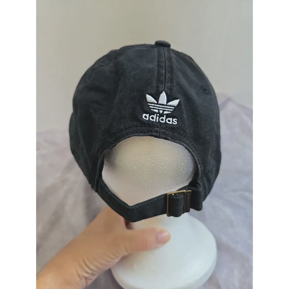 Adidas Baseball Cap Black Solid Trefoil Logo Adjustable Unisex Adults One Size